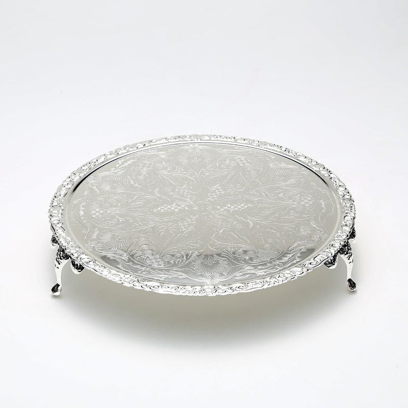 クイーン アン QUEEN ANNE（イギリス製銀メッキ） ラウンドトレイ 脚付 28cm 0／6193