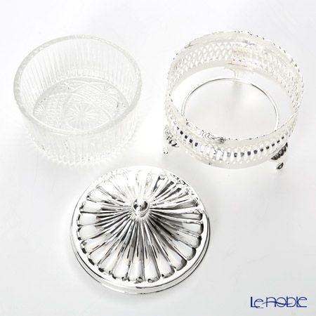 クイーン アン QUEEN ANNE（イギリス製銀メッキ） ラウンド バターディッシュ フタ付 0／4907