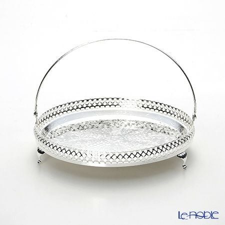 クイーン アン QUEEN ANNE（イギリス製銀メッキ） ギャラリー ラウンドトレイ ハンドル・脚付 23cm 0／6328