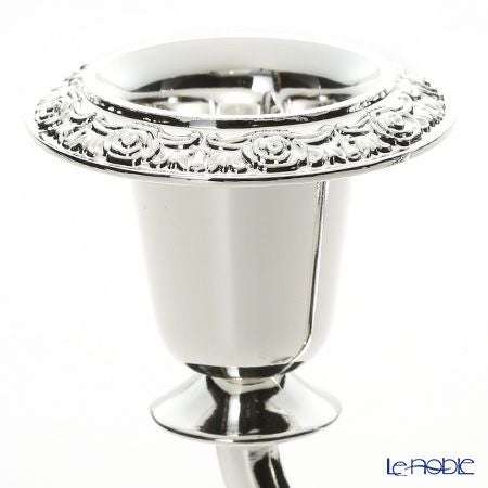 クイーン アン QUEEN ANNE（イギリス製銀メッキ） 3灯 バロックキャンドルスタンド／ローズ 0／8203 キャンドル直径22mm用