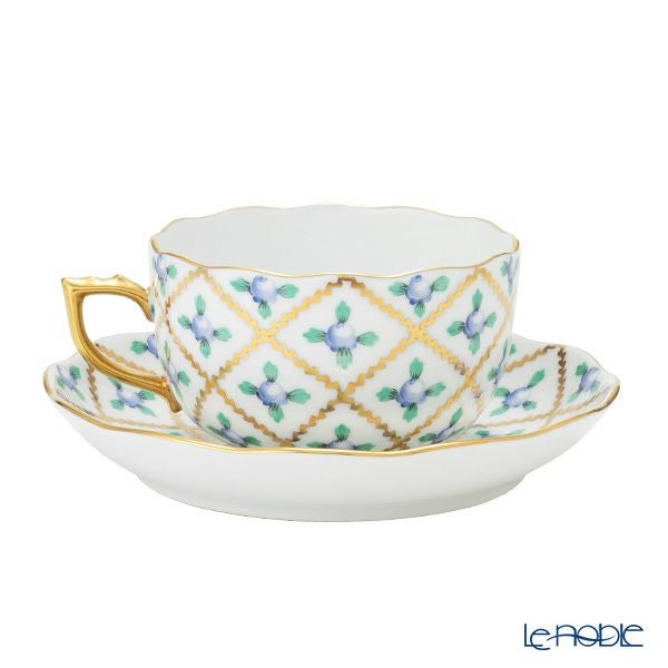 ヘレンド セーブル風の薔薇 ブルー SPROGB ティーカップ＆ソーサー 200ml 20724-0-00