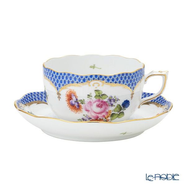 ヘレンド ザクセンフラワー VBSOEB-6 ブルーフィッシュスケール ティーカップ＆ソーサー 200ml 00724-0-00