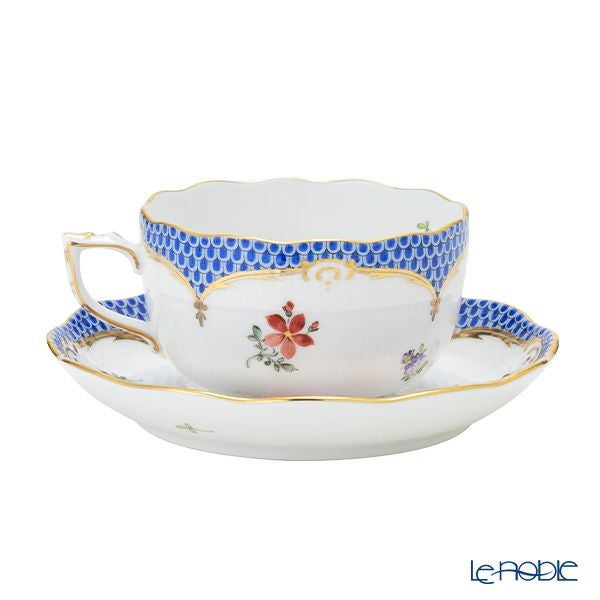 ヘレンド ザクセンフラワー VBSOEB-6 ブルーフィッシュスケール ティーカップ＆ソーサー 200ml 00724-0-00
