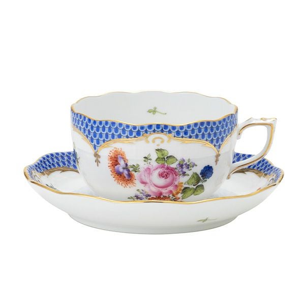 ヘレンド ザクセンフラワー VBSOEB-6 ブルーフィッシュスケール ティーカップ＆ソーサー 200ml 00724-0-00