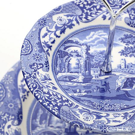 スポード ブルーイタリアン 2段ケーキスタンド 組立式