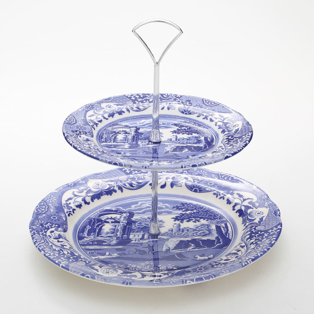 スポード ブルーイタリアン 2段ケーキスタンド 組立式