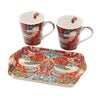 ピンパーネル ウィリアムモリス いちご泥棒 レッド マグカップ 180ml ペア ＆ メラミン製トレイ 21×14cm セット
