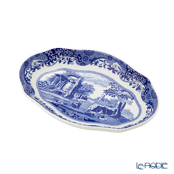 スポード ブルーイタリアン プレートオーバル／楕円皿 21cm