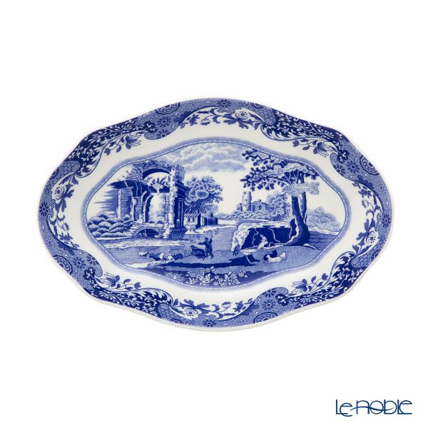 スポード ブルーイタリアン プレートオーバル／楕円皿 21cm