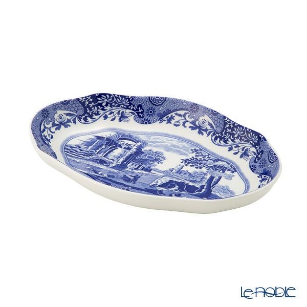 スポード ブルーイタリアン プレートオーバル／楕円皿 21cm
