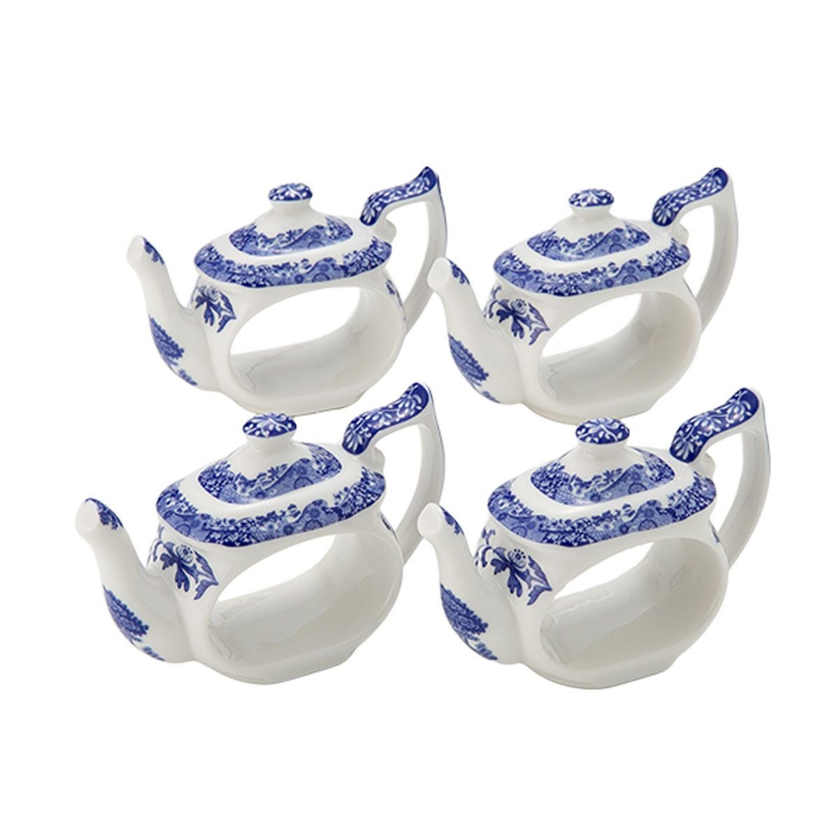 スポード ブルーイタリアン ナプキンリング ポット型 4個セット