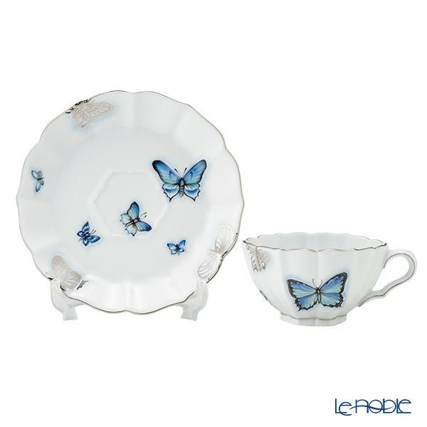 ヘレンド (HEREND) ブルーバタフライプラチナ PLL ティーセット
