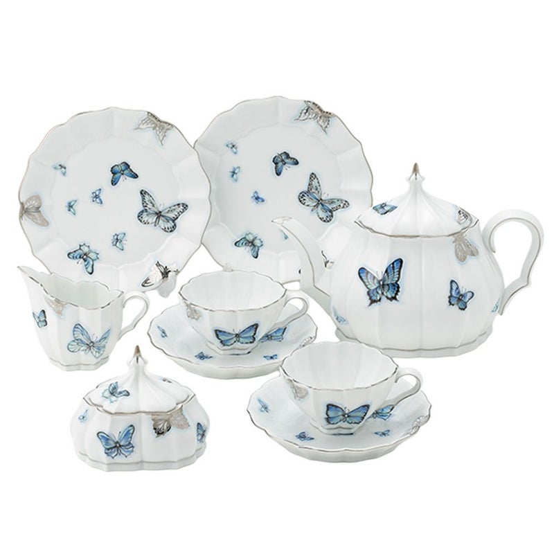 ヘレンド (HEREND) ブルーバタフライプラチナ PLL ティーセット