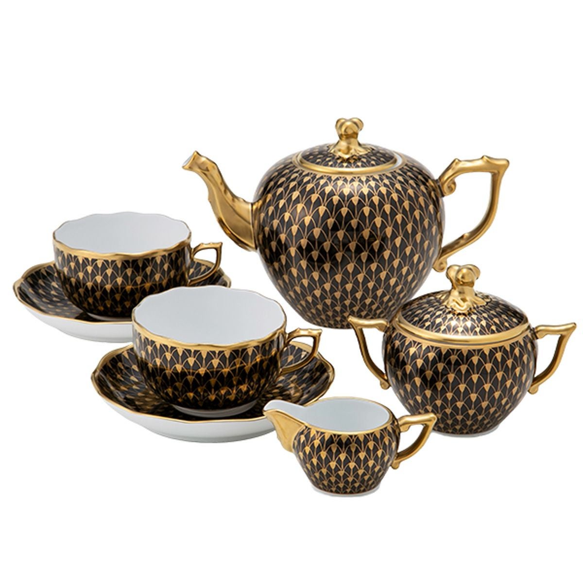 ヘレンド (HEREND) エカイユ ブラックゴールド VHN-OR ティーセット