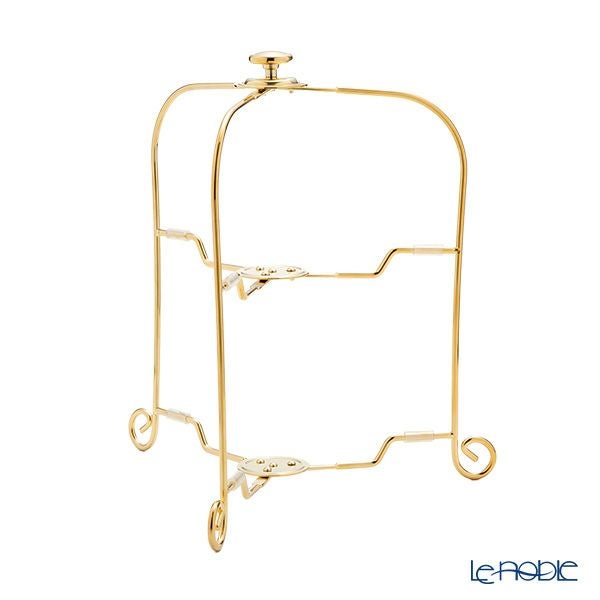 サクライ ワンタッチプレートスタンド 2段 22013013 プレート直径19-24cm 用 金メッキ 【折りたたみ式】