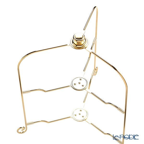 サクライ ワンタッチプレートスタンド／ケーキスタンド L 2段 プレート直径24-30cm 用 金メッキ 折りたたみ式