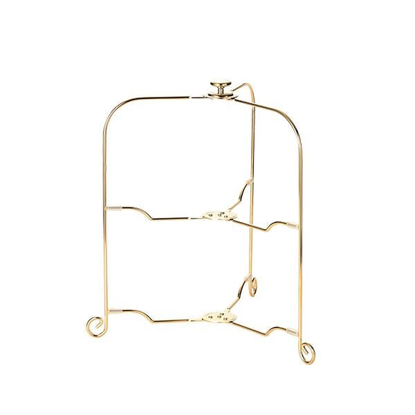 サクライ ワンタッチプレートスタンド／ケーキスタンド L 2段 プレート直径24-30cm 用 金メッキ 折りたたみ式