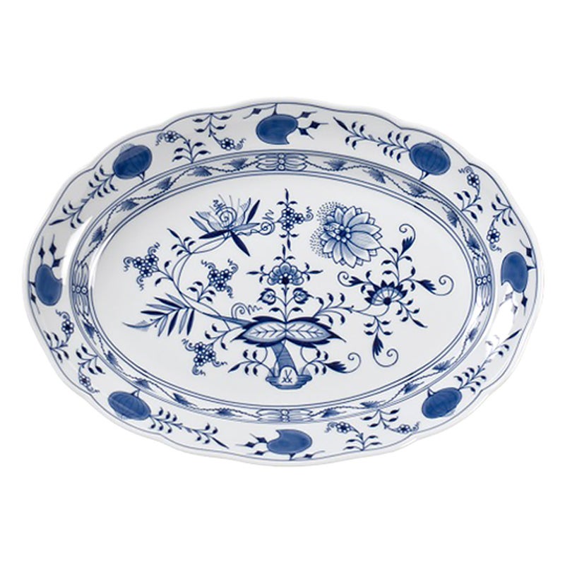 【メーカー取り寄せ商品】マイセン（Meissen） ブルーオニオン 800101／00308 オーバルプラター／楕円皿 35×26cm