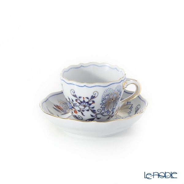 マイセン（Meissen） ブルーオニオン レッド＆ゴールド 800117／00580 モカカップ＆ソーサー 100ml／11cm／H6cm