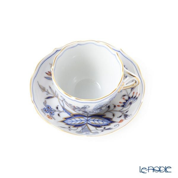 マイセン（Meissen） ブルーオニオン レッド＆ゴールド 800117／00580 モカカップ＆ソーサー 100ml／11cm／H6cm