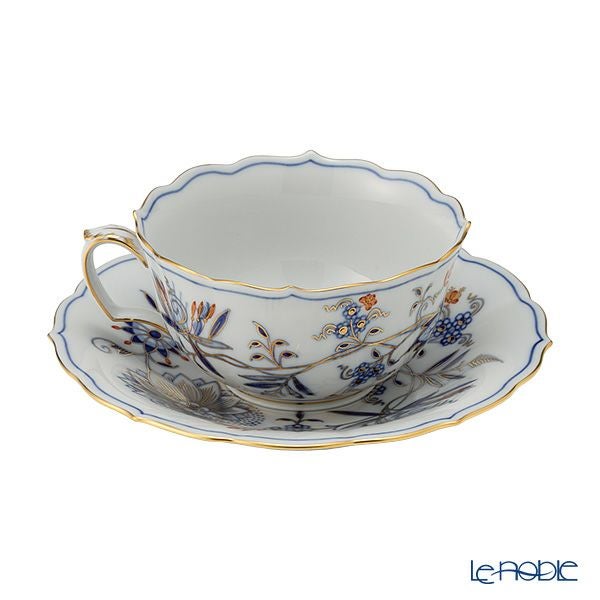 マイセン（Meissen） ブルーオニオン レッド＆ゴールド 800117／00633 ティーカップ＆ソーサー 150ml