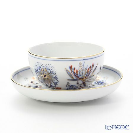 マイセン（Meissen） ブルーオニオン レッド＆ゴールド 800117／24634 湯のみ（ソーサー付）