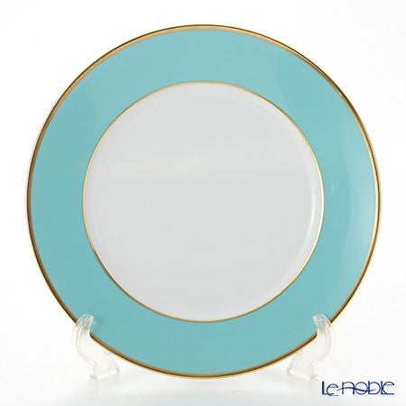 アウガルテン（AUGARTEN） ターコイズ（6825T） ゴールドリム（細） チャージャープレート 28cm（001シューベルトシェイプ）