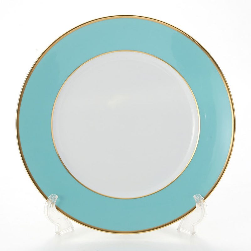 アウガルテン（AUGARTEN） ターコイズ（6825T） ゴールドリム（細） チャージャープレート 28cm（001シューベルトシェイプ）