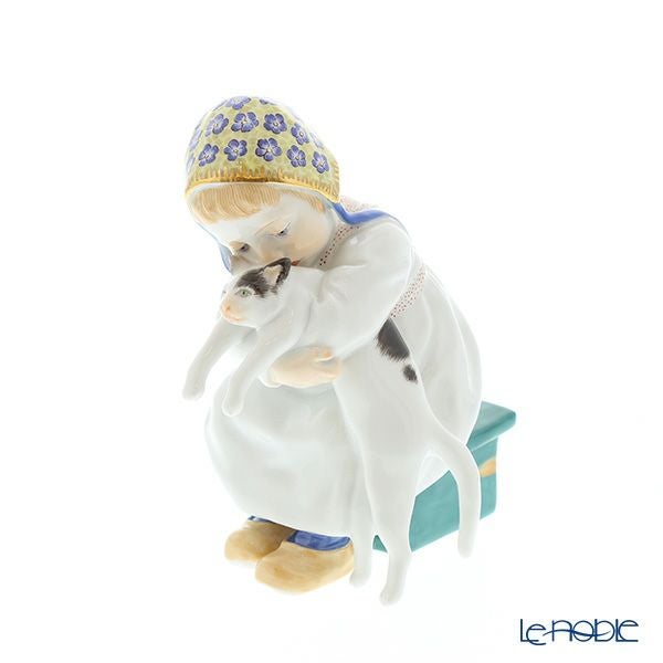 マイセン（Meissen） ヘンチェルの子供シリーズ 900100／73367 ネコを抱く女の子