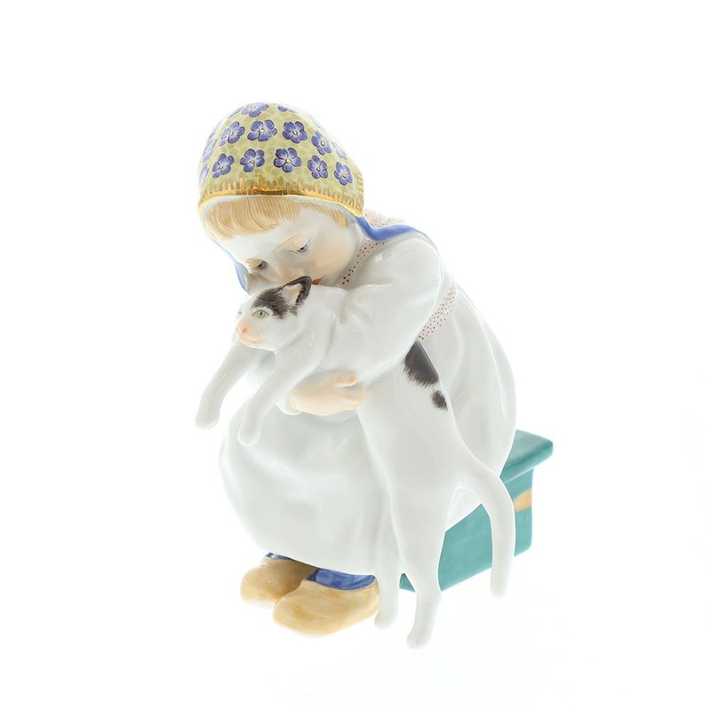 マイセン（Meissen） ヘンチェルの子供シリーズ 900100／73367 ネコを抱く女の子