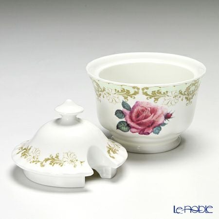 ロイカーカム ビンテージローズ グリーン カバードシュガーボウル 200ml