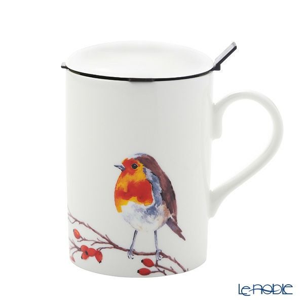ロイカーカム バード コマドリ（Robin） オレンジブラウン ビーカー／マグカップ ルーシー 325ml 蓋＆こし器（茶こし）付き