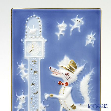 マイセン（Meissen） 陶板 青のメルヘン 930008／9p334 狼と七匹の子やぎ達（額無）