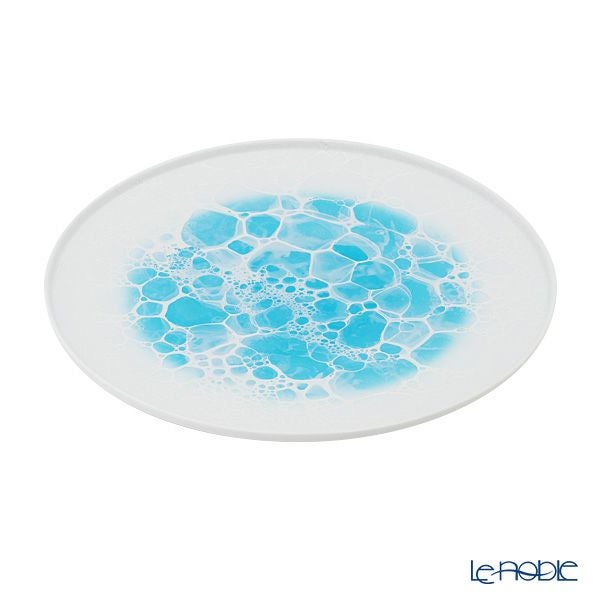 有田焼 やま平窯元 やまへい 泡 frame ブルー ラウンドプレート 26cm