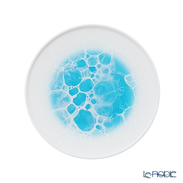 有田焼 やま平窯元 やまへい 泡 frame ブルー ラウンドプレート 16cm