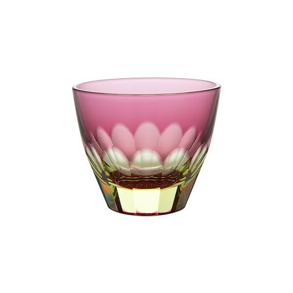 GLASS-LAB グラス・ラボ 江戸切子 砂切子 カーネーション ぐい呑み プラセオ（イエロー）×金赤