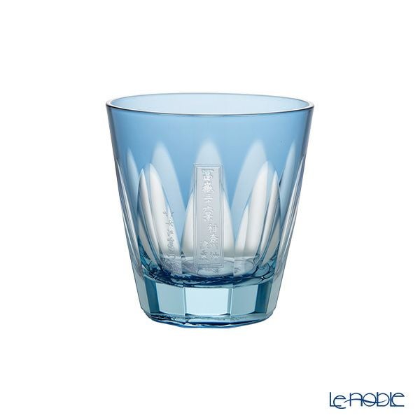 GLASS-LAB グラス・ラボ 江戸切子 砂切子 北斎 オールドグラス 神奈川沖浪裏（大）ライトブルー×瑠璃