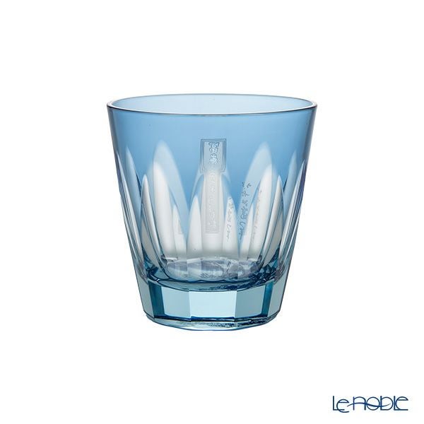 GLASS-LAB グラス・ラボ 江戸切子 砂切子 北斎 オールドグラス 神奈川沖浪裏（大）ライトブルー×瑠璃