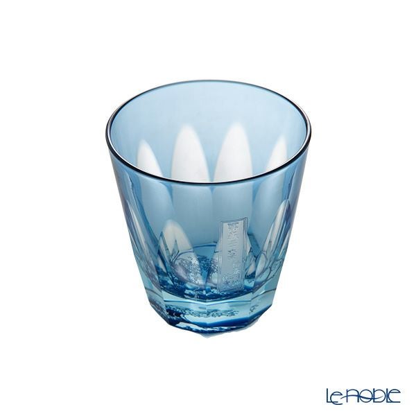GLASS-LAB グラス・ラボ 江戸切子 砂切子 北斎 オールドグラス 神奈川沖浪裏（大）ライトブルー×瑠璃