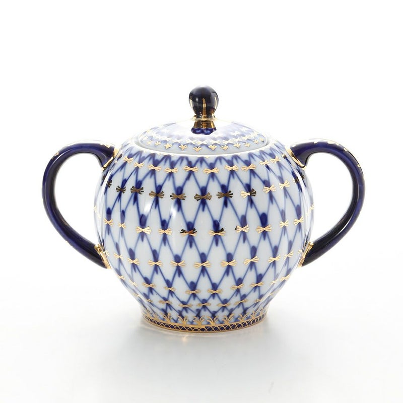 ロシア食器 インペリアル・ポーセリン コバルトネット シュガーポット 300ml