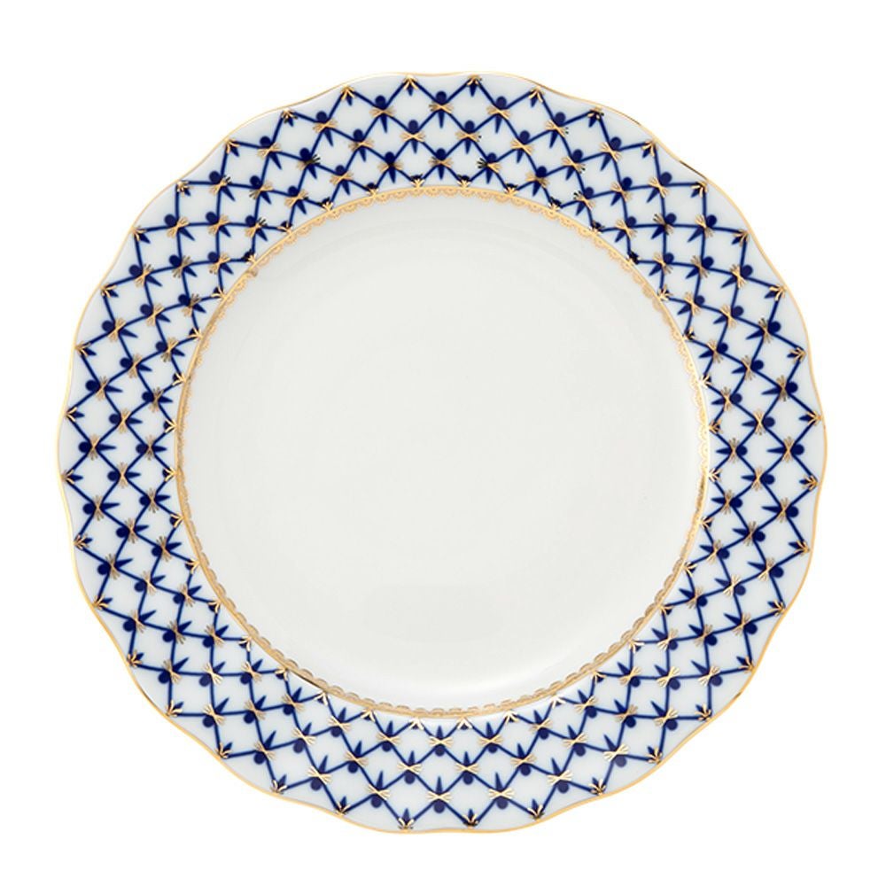 ロシア食器 インペリアル・ポーセリン コバルトネット プレート 27cm チューリップ