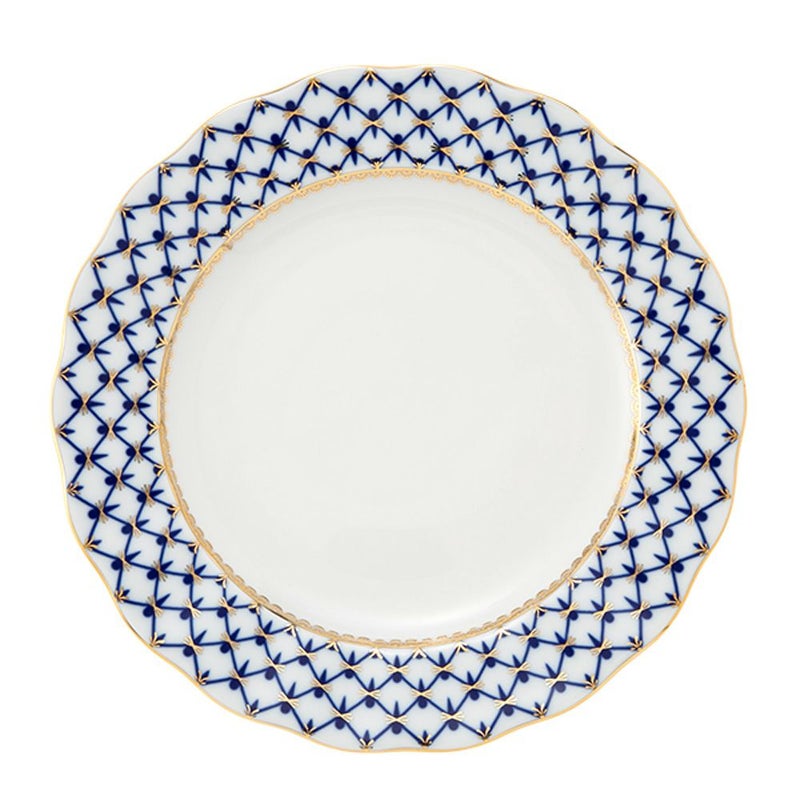 ロシア食器 インペリアル・ポーセリン コバルトネット プレート 27cm チューリップ