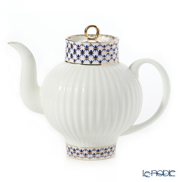 ロシア食器 インペリアル・ポーセリン コバルトネット ティーポット（ウエイブ） 800ml