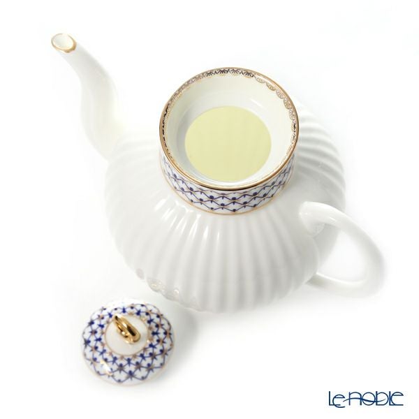 ロシア食器 インペリアル・ポーセリン コバルトネット ティーポット（ウエイブ） 800ml