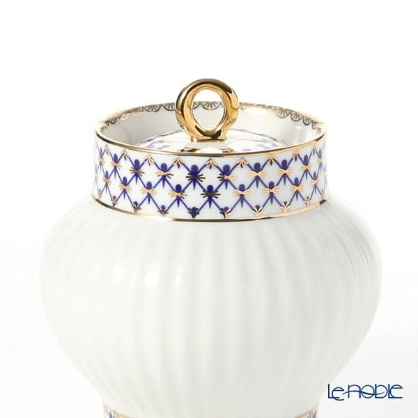 ロシア食器 インペリアル・ポーセリン コバルトネット シュガーポット（ウエイブ） 390ml