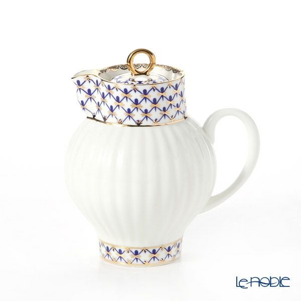 ロシア食器 インペリアル・ポーセリン コバルトネット クリーマー（ウエイブ） 270ml