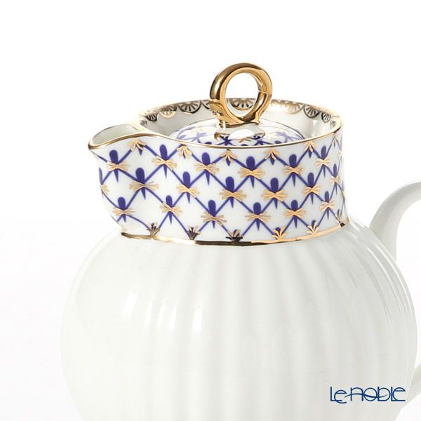 ロシア食器 インペリアル・ポーセリン コバルトネット クリーマー（ウエイブ） 270ml