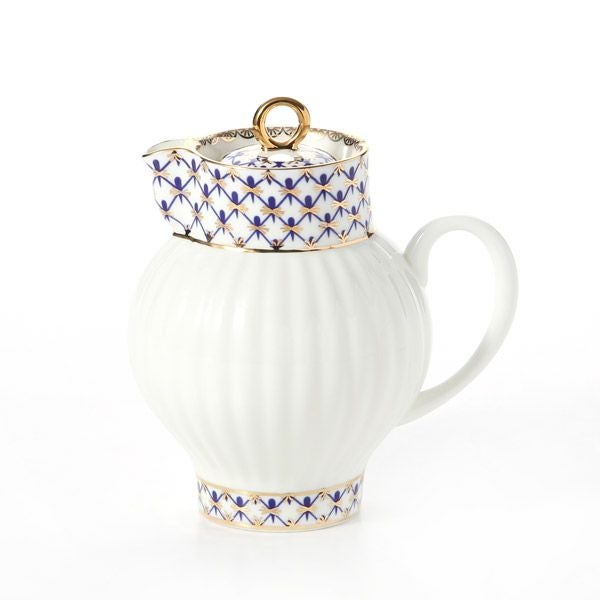 ロシア食器 インペリアル・ポーセリン コバルトネット クリーマー（ウエイブ） 270ml