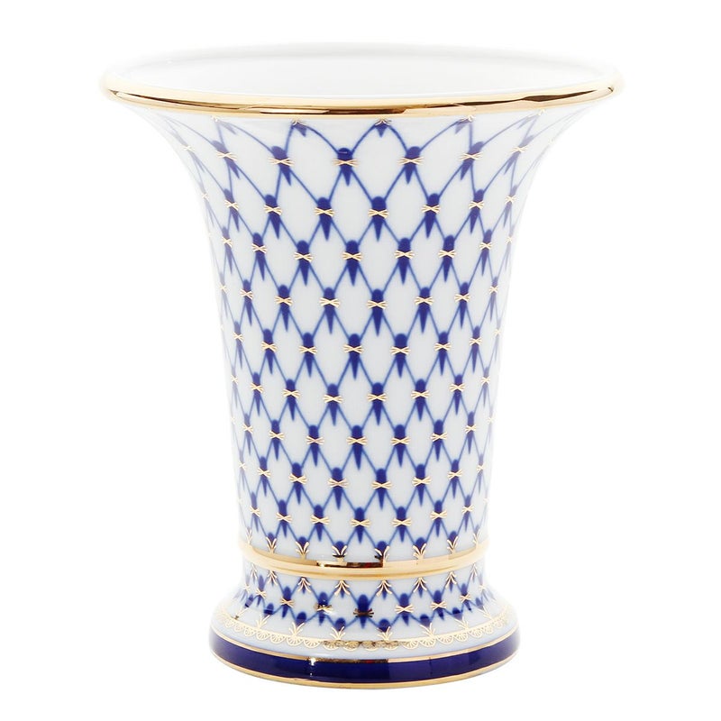 ロシア食器 インペリアル・ポーセリン コバルトネット ベース 20.3cm