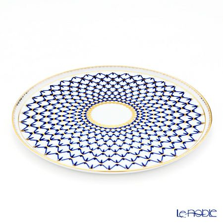 ロシア食器 インペリアル・ポーセリン コバルトネット ケーキプレート 30cm